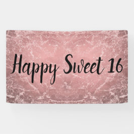 Roze Goud Roze Moderne Trendy Marmeren Feest Banne Spandoek