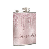 Roze goud roze monogram vrijgezellenfeest heupfles (Rechts)