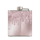 Roze goud roze monogram vrijgezellenfeest heupfles (Achterkant)