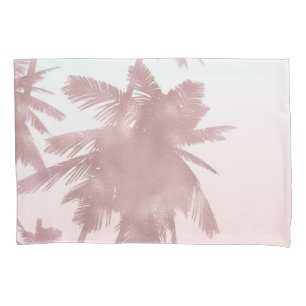 Roze Goud Roze Palmen Strand Ombre Palmboom Chic Kussensloop