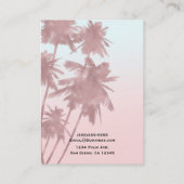 Roze Goud Roze Palmen Strand Ombre Palmboom Visitekaartje (Achterkant)