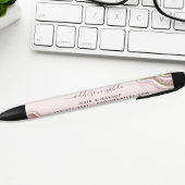 Roze Goud Roze Roze Glitter Agate Geode Zakelijk Zwarte Inkt Pen