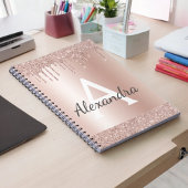 Roze Goud - Roze Roze Glitter Metaal Monogram Merk Notitieboek