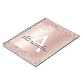 Roze Goud - Roze Roze Glitter Metaal Monogram Merk Notitieboek (Linkerzijde)