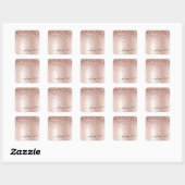 Roze Goud - Roze Roze Glitter Metaal Monogram Merk Vierkante Sticker (Vel)