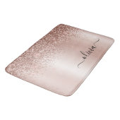 Roze Goud - Roze Roze Glitter Metaal Monogram Naam Badmat (Gekanteld)