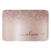 Roze Goud - Roze Roze Glitter Metaal Monogram Naam Badmat (Voorkant)