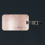Roze Goud - Roze Roze Glitter Metaal Monogram Naam Bagagelabel<br><div class="desc">Roze Goud - Roze Nep Folie Metaalachtige Glitter Geborsteld Metaal Monogram Naam en Initiaal Tas of Bagage Label. Dit is het perfecte cadeau voor een 16e verjaardag,  trouwen,  bruidsfeest,  jubileum,  babyfeest of vrijgezellenfeest voor iemand die van glamour luxe en chic stijlen houdt.</div>