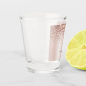 Roze Goud - Roze Roze Glitter Metaal Monogram Naam Shot Glas (Links)