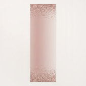 Roze Goud - Roze Roze Glitter Metaal Monogram Naam Yogamat (Achterkant)