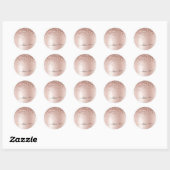 Roze Goud - Roze Roze Glitter Metaal Monogram Name Ronde Sticker (Vel)