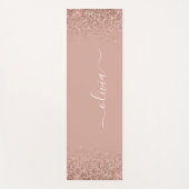 Roze Goud - Roze Roze Glitter Monogram Naam Yogamat (Voorkant)