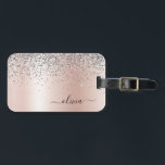 Roze Goud - Roze Roze Glitter Zilver Monogram Bagagelabel<br><div class="desc">Roze Goud - Roze Roze en Zilver Nep Folie Metaalachtige Glitter Geborsteld Metaal Monogram Naam en Initiaal Tas of Bagage Label. Dit is het perfecte verjaardagscadeau voor sweet 16,  bruiloft,  bruidsfeest,  jubileum,  baby shower of vrijgezellenfeest voor iemand die houdt van glamour luxe en chic stijlen.</div>