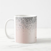 Roze Goud - Roze Roze Glitter Zilver Monogram Koffiemok (Links)