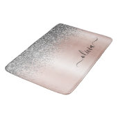 Roze Goud - Roze Roze Zilver Glitter Monogram Badmat (Gekanteld)