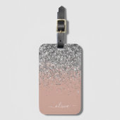 Roze Goud Roze Roze Zilver Glitter Monogram Bagagelabel (Voorkant (verticaal))