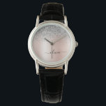 Roze Goud - Roze Roze Zilver Glitter Monogram Horloge<br><div class="desc">Roze Goud - Roze Roze en Zilver Nep Folie Metallic Glitter Borstel Metaal Monogram Naam Horloge. Dit is het perfecte afstudeergeschenk,  verjaardag,  bruiloft,  bruidsfeest,  jubileum,  baby shower of vrijgezellenfeest cadeau voor iemand die van glamour luxe en chic stijlen houdt.</div>