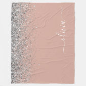 Roze Goud Roze Roze Zilver Glitter Monogram Jongen Fleece Deken (Voorkant)