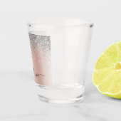Roze Goud - Roze Roze Zilver Glitter Monogram Shot Glas (Rechts)