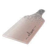 Roze Goud - Roze Roze Zilver Glitter Monogram Snijplank (Hoek)