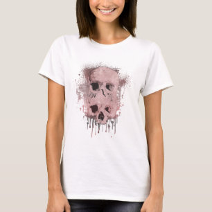 Roze Goud Roze Schedel Druppel Inkt Spat Grafisch T-shirt