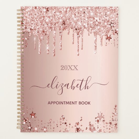 Roze goud roze sterren 2026 planner (Voorkant)