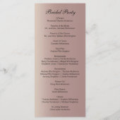 Roze Goud Roze Trendy Modern Huwelijksprogramma Menu (Achterkant)