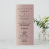 Roze Goud Roze Trendy Modern Huwelijksprogramma Menu (Staand voorkant)