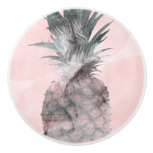 Roze Goud Roze Tropische Zomer Ananas Glamour Keramische Knop