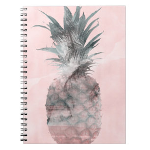 Roze Goud Roze Tropische Zomer Ananas Glamour Notitieboek