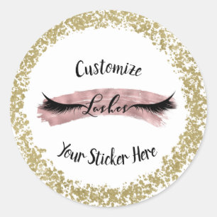 Roze Goud Roze Verf Streep Glamour Make-up Wimpers Ronde Sticker