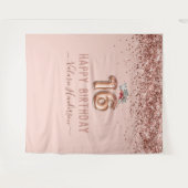 Roze Goud Roze Verjaardag Tapijt 16 Jaar Wandkleed (Voorkant (horizontaal))