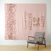 Roze Goud Roze Verjaardagstapijt 21 Jaar Wandkleed (In Situ (horizontaal))