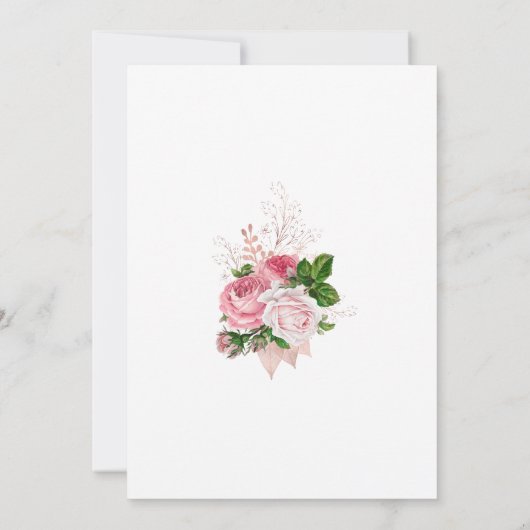 Roze Goud Roze Witte Bloemige Elegante Moderne Tro Kaart (Achterkant)