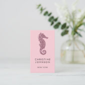 roze goud roze zeepaardje visitekaartje (Staand voorkant)