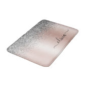 Roze Goud - Roze Zilveren Glitter Monogram Badmat (Gekanteld)