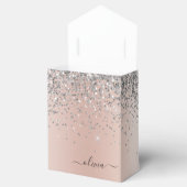 Roze Goud - Roze Zilveren Glitter Monogram Bedankdoosjes (Geopend)