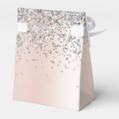 Roze Goud - Roze Zilveren Glitter Monogram Bedankdoosjes (Achterkant)