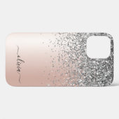Roze Goud - Roze Zilveren Glitter Monogram Case-Mate iPhone Case (Achterkant (horizontaal))