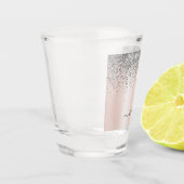 Roze Goud - Roze Zilveren Glitter Monogram Shot Glas (Links)