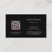 Roze Goud Roze Zwart Bloem | QR Code Visitekaartje (Achterkant)