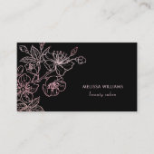 Roze Goud Roze Zwart Bloem | QR Code Visitekaartje (Voorkant)