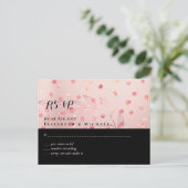 Roze Goud Roze Zwart Glitter Folie Uiterlijk HUWEL Briefkaart (Staand voorkant)