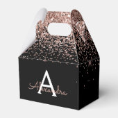 Roze Goud Roze Zwart Glitter Monogram Bedankdoosjes (Voorkant Zijde)