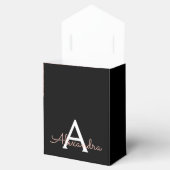 Roze Goud Roze Zwart Glitter Monogram Bedankdoosjes (Geopend)