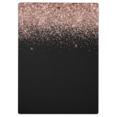 Roze Goud Roze Zwart Glitter Monogram Meisjesachti Klembord (Achterkant)