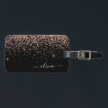 Roze Goud Roze Zwart Meisjesachtig Glitter Monogra Bagagelabel<br><div class="desc">Roze Goud - Roze en Zwarte Glitter Monogram Naam Bagage Tag. Dit is het perfecte cadeau voor een sweet 16 verjaardag,  bruiloft,  bruidsfeest,  baby shower of vrijgezellenfeest voor iemand die haar kamer stijlvol decoreert.</div>