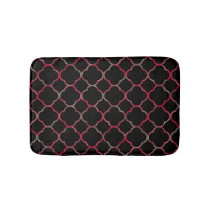 Roze Goud Roze Zwart Vierbladig Bloempatroon Glam Badmat