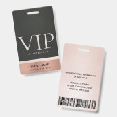 ROZE GOUD ROZE ZWART VIP EVENEMENTENTOEGANGSPAS BADGE (Voor- en achterkant)