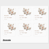 Roze Goud Rozen Bruiloft Vierkante Sticker (Vel)